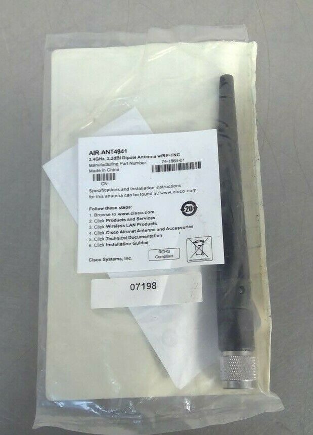 Cisco - AIR-ANT4941 - 2.4GHz, 2.2dBi Dipole Antenna w/RP-TNC - 74-1864-01     3D