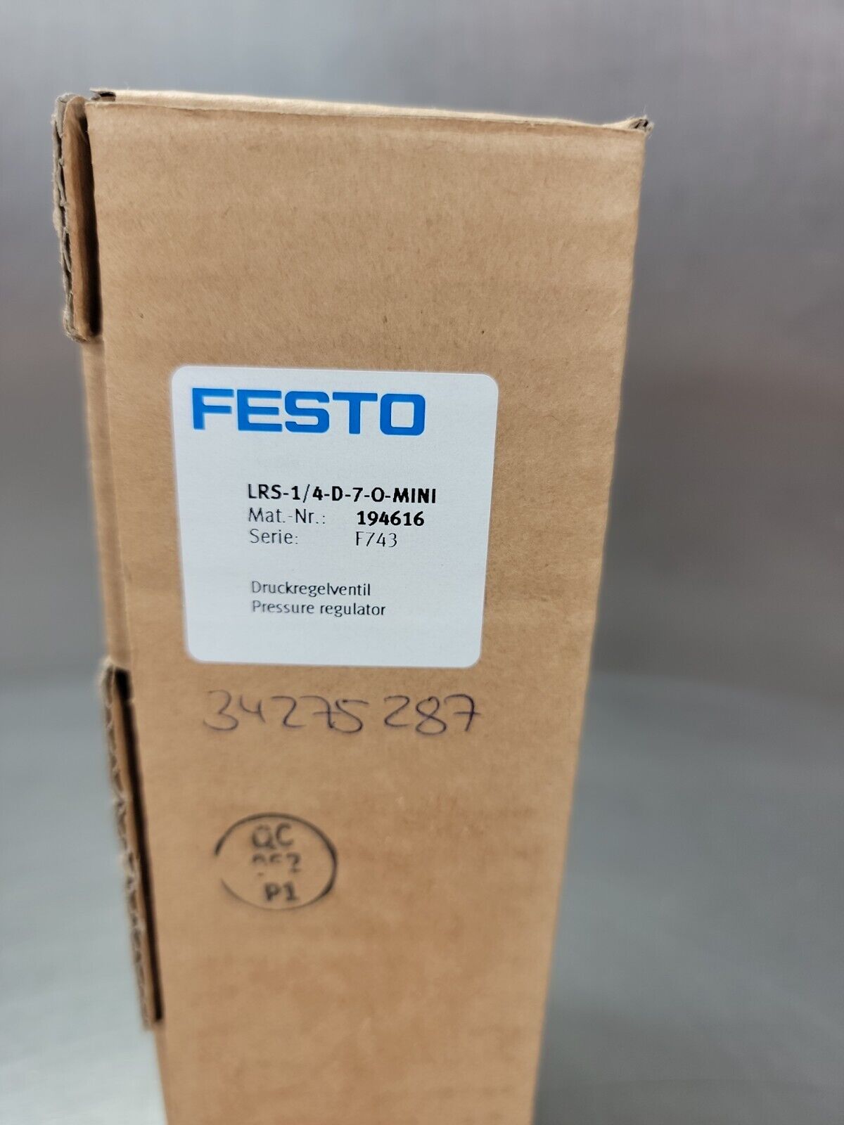 FESTO PRESSURE CONTROL VALVE LOCKABLE LRS-1/4-D-7-0-MINI 194616 loc.6C