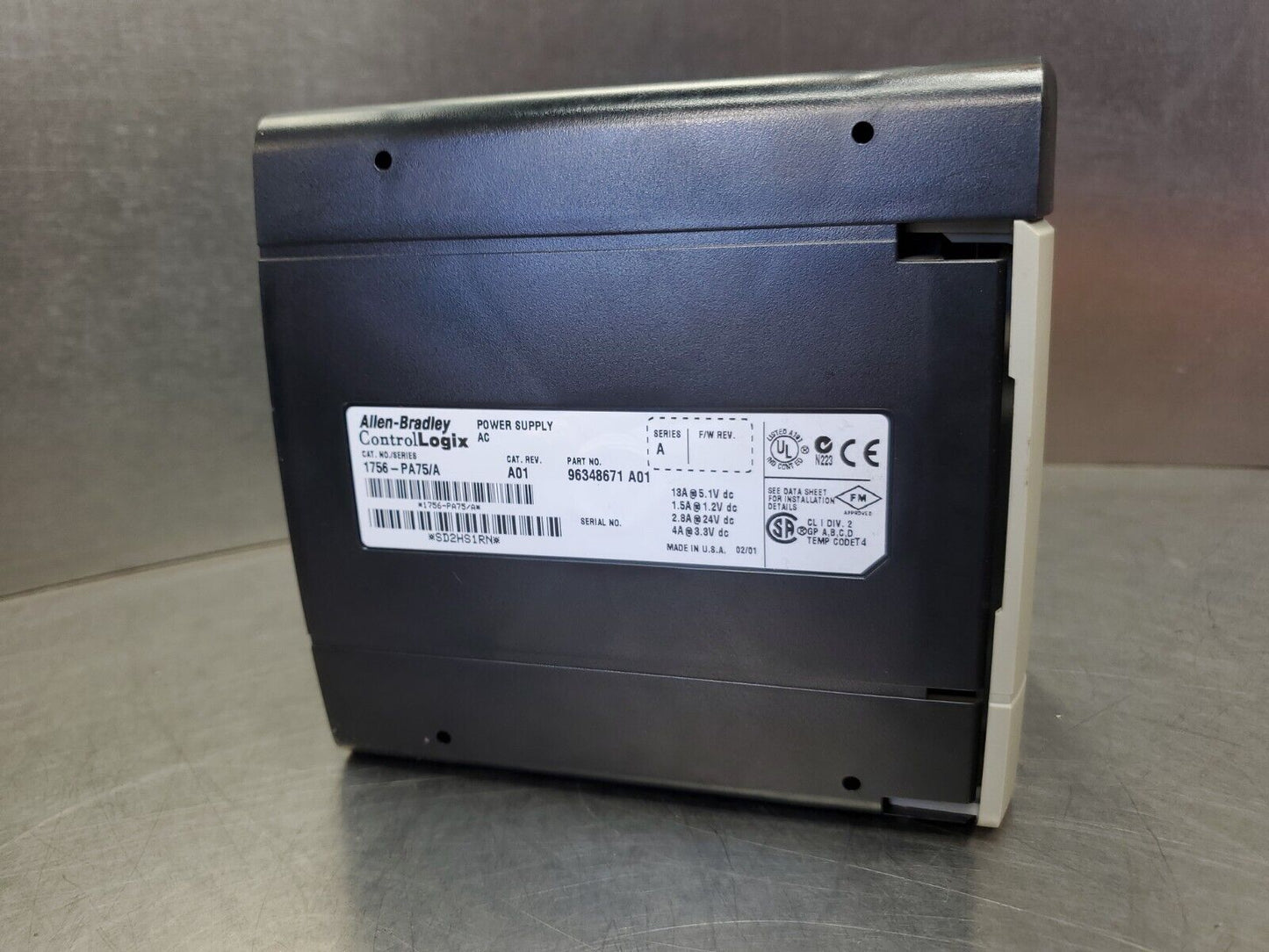 Allen-Bradley 1756-PA75/A CAT Rev A01 ControlLogix AC Power Supply.        3C-17