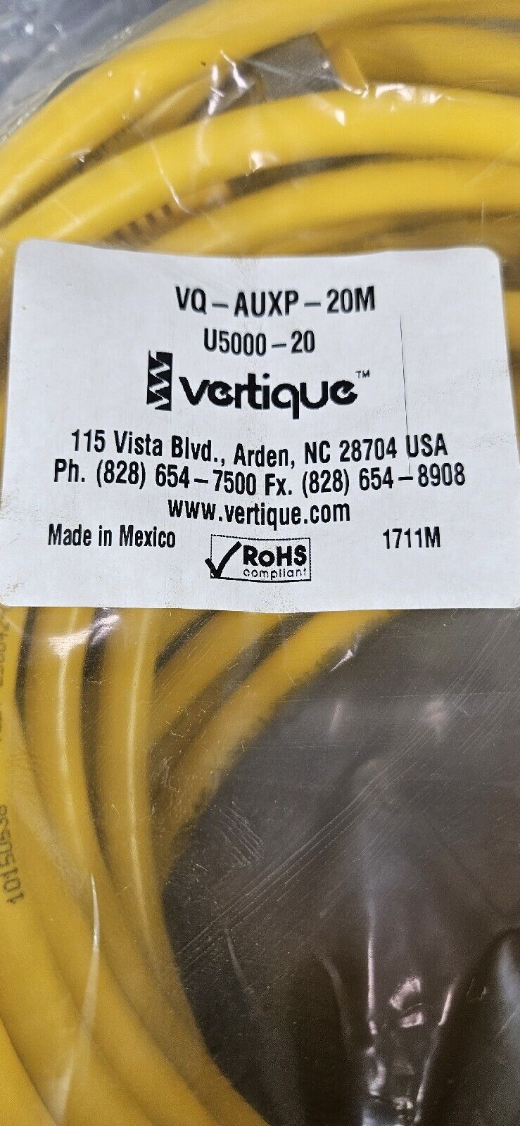 VERTIQUE VQ-AUXP-20M PLC Cable - YELLOW                                   Loc 5K