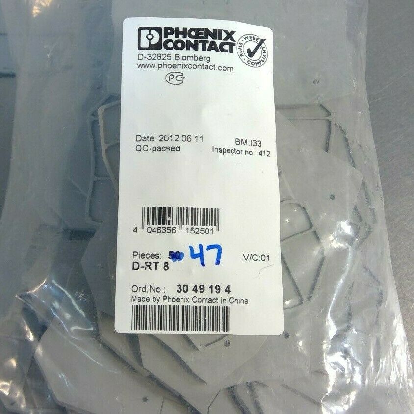 Phoenix Contact D-RT 8 - End Cover - 3049194 (Lot of 47)                    4E-1