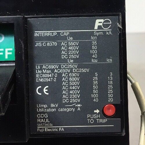 FUJI ELECTRIC SA203RAUL-125 AUTO BREAKER, 3 POLE, 125A                      4E-4