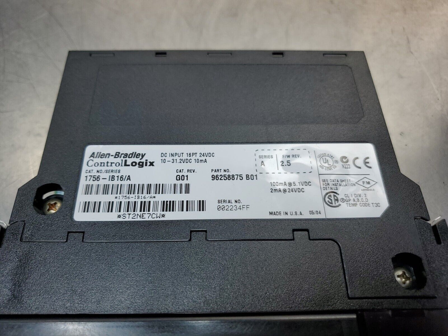 Allen Bradley 1756-IB16/A G01 ControlLogix DC 16Pt Input Module.           3C-18