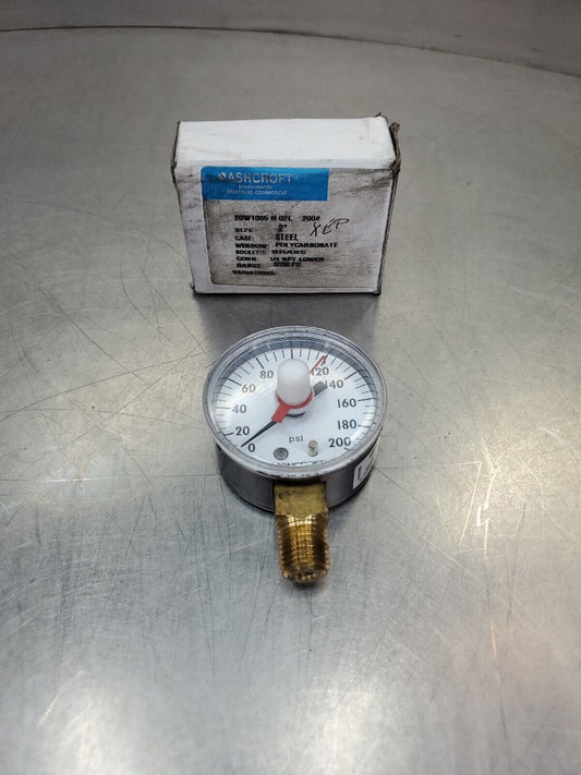 Ashcroft 20W1005 H 02L 2" Pressure Gauge Face 1/4 NPT 0-200 Psi.            6E-3