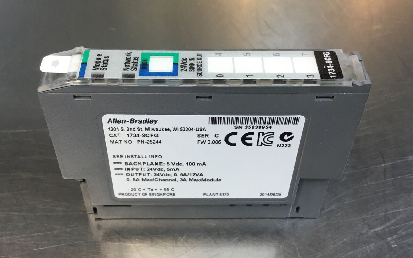 ALLEN BRADLEY  1734-8CFG /C  Sink In Source Out Module 24VDC  3E-17