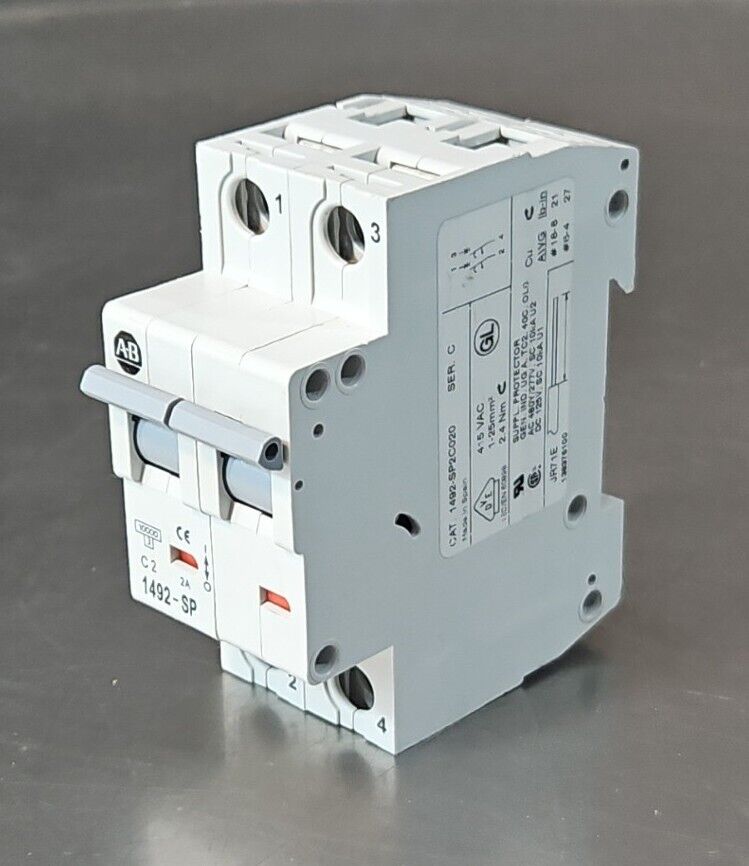 Allen-Bradley 1492-SP2C020 Circuit Breaker 2 Pole 2Amp.                    4E-25