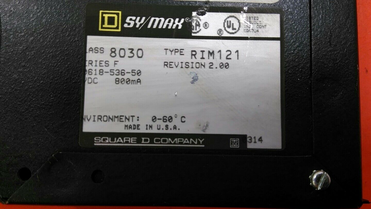 Square D 8030 RIM121  SY/MAX PLC Relay Input Mod 4pt, 1-10VDC, 4-20mA.  3C