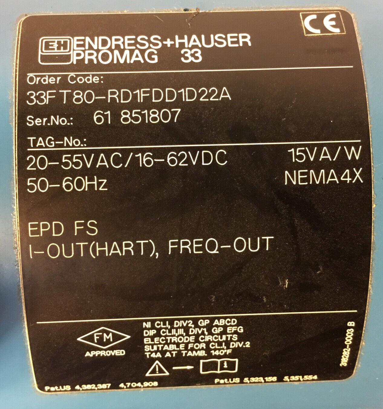 Endress + Hauser Flowmeter model 33FT80-RD1FDD1D22A  Promag 33   1H