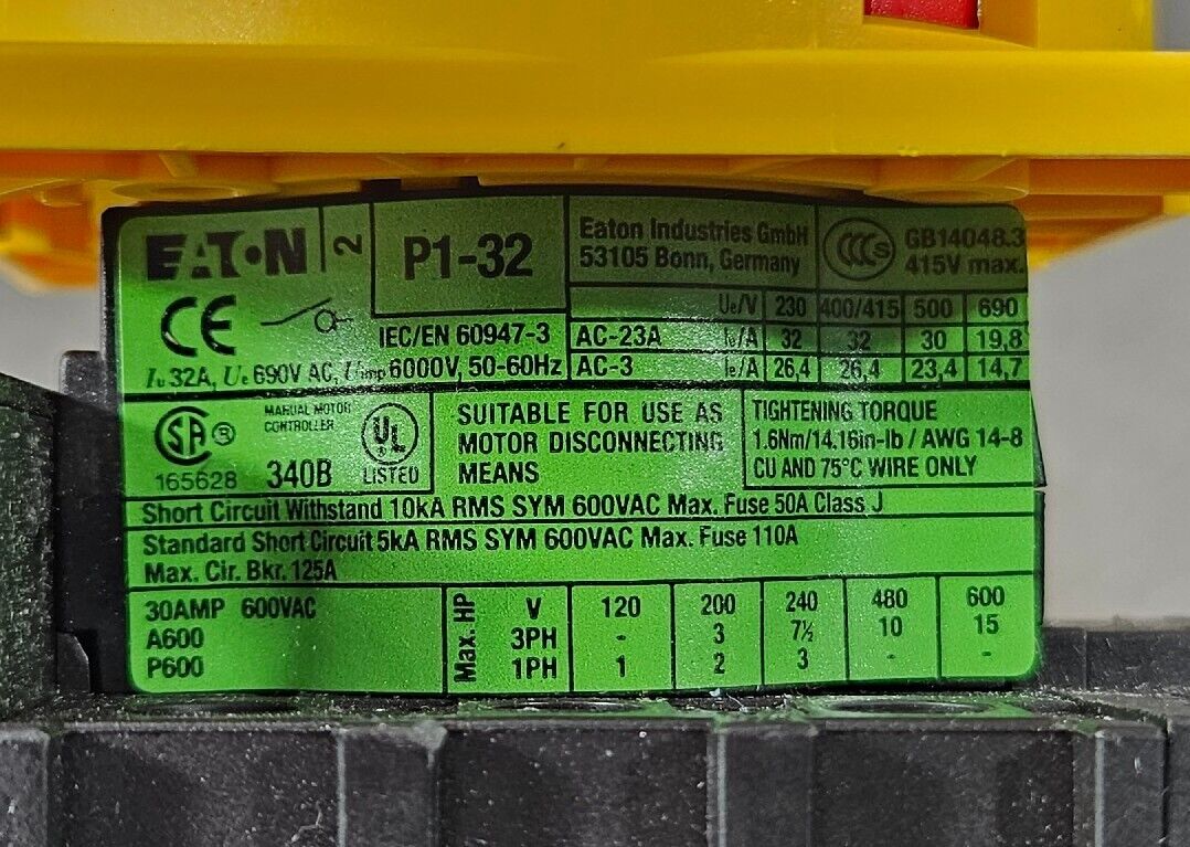 EATON HI11-P1/P3/E SPX-HI11-P1-P3E Disconnect Switch                   Loc 4E-16