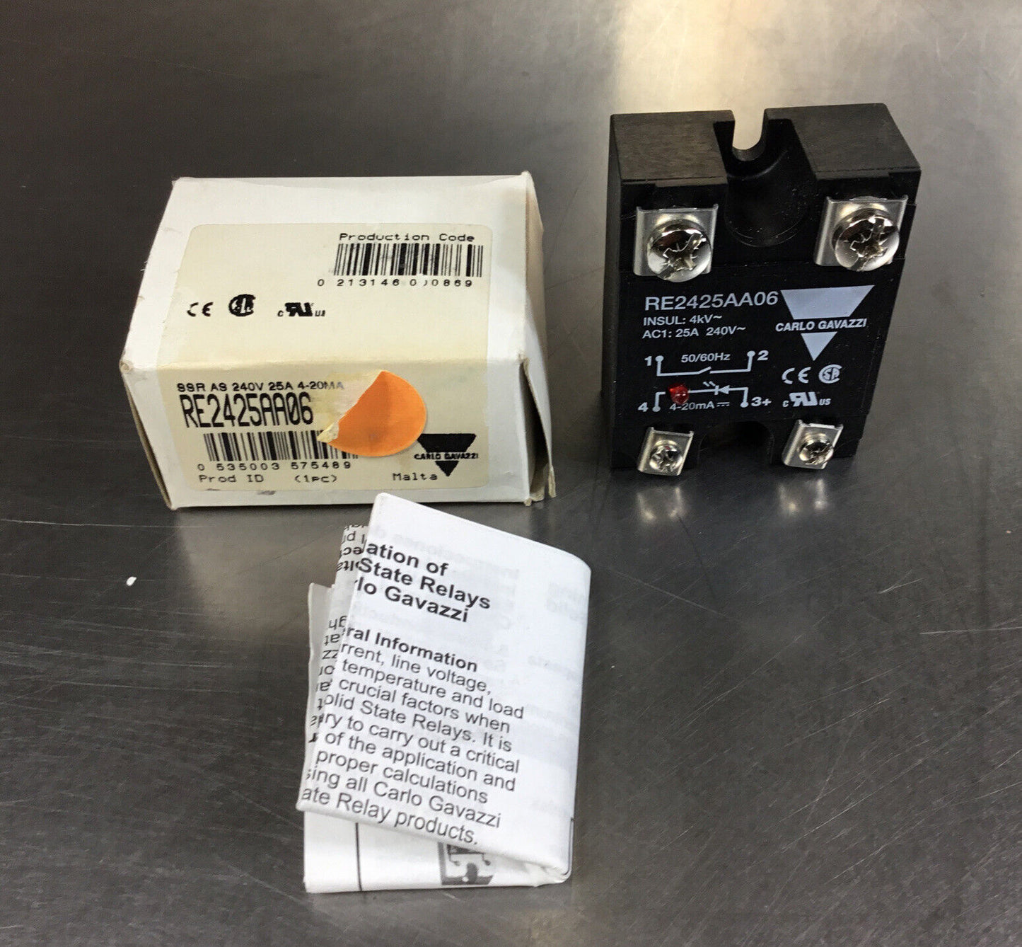 CARLO GAVAZZI  RE2425AA06  Solid State Relay 240V 25A    4H
