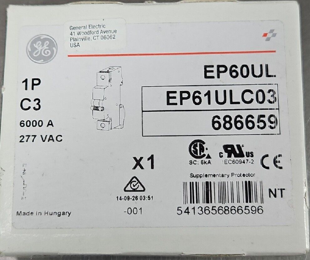 GE EP60 UL Series Miniature Circuit Breaker EP61ULC03.                  Loc 4E-2