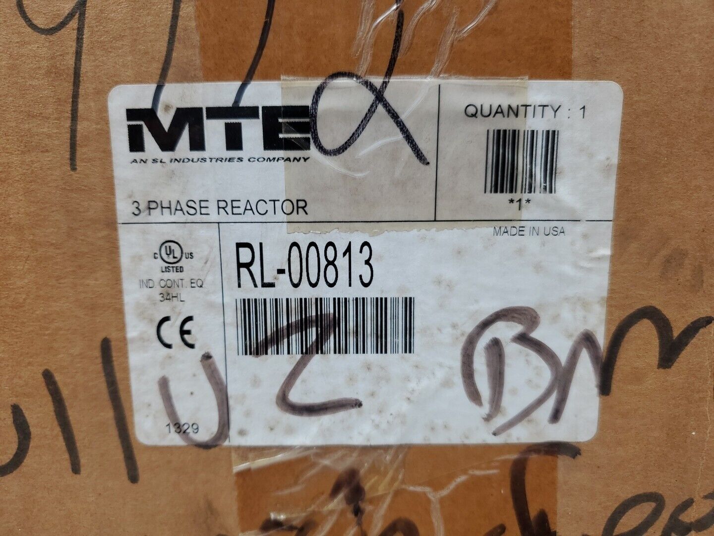 MTE RL-00813 3 Phase Reactor - 5.0mH, 8A, lth= 12A, 50/60Hz.               4B-26