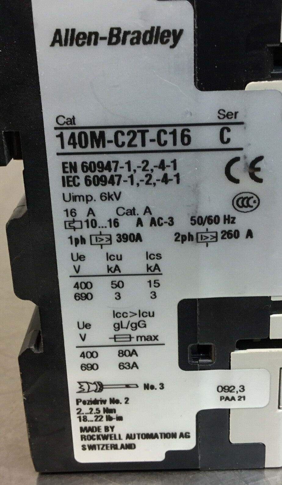 ALLEN BRADLEY  140M-C2T-C16 /C  Manual Starter Motor Protector 10-16A   4C