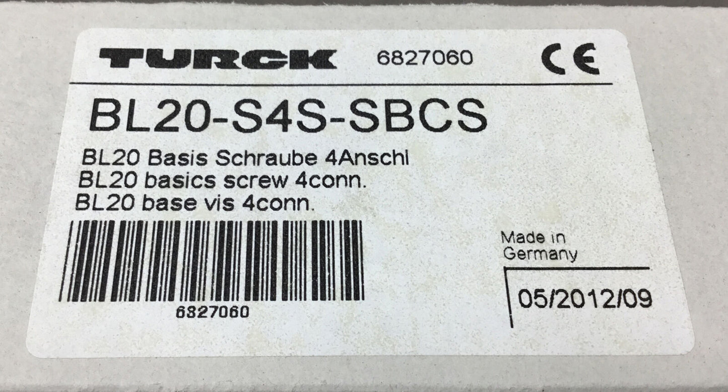 Turck BL20 I/O Module Base  BL20-S4S-SBCS  6827060      3C