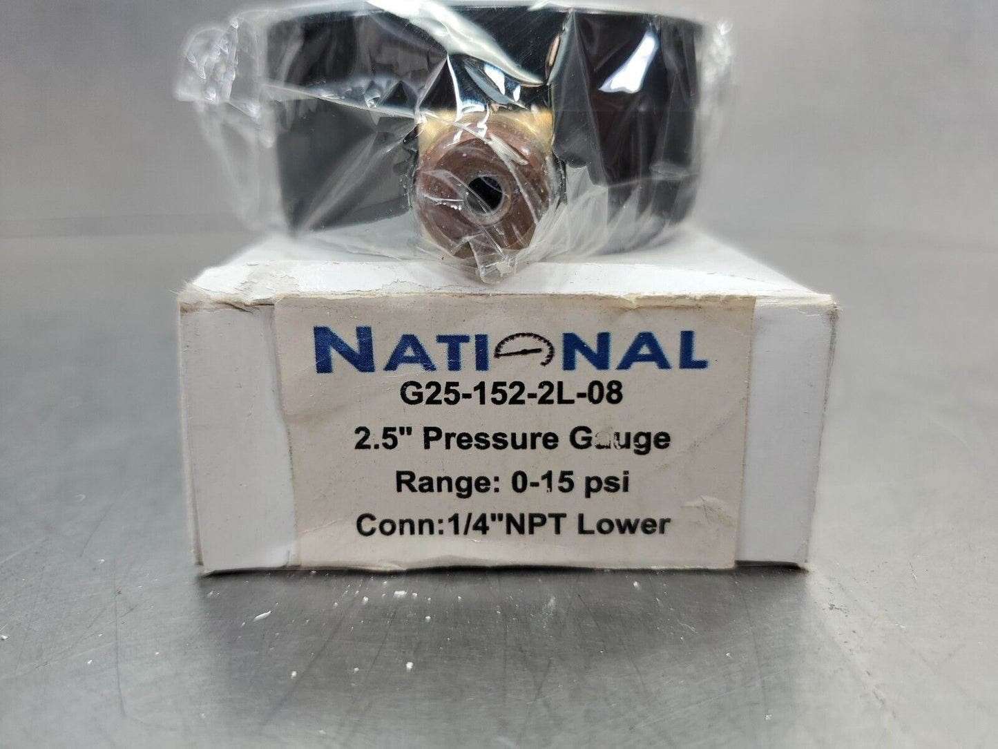 National G25-152-2L-08 2.5" Pressure Gauge, 0-15 Psi.                      6D-14